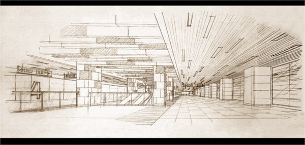 过去几年的地铁车站设计方案手稿