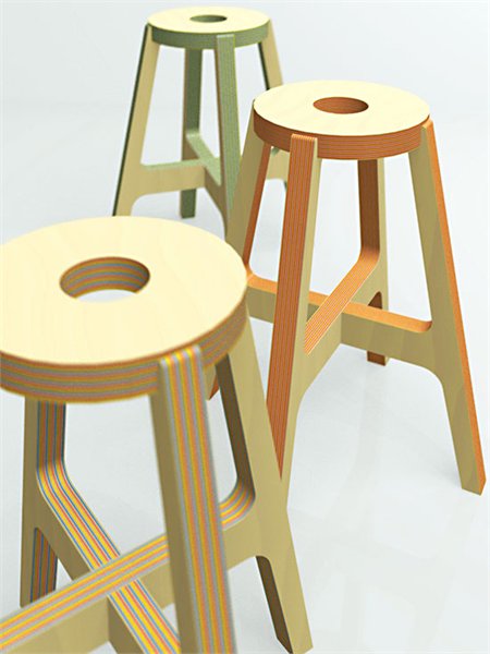 drill design: paper-wood stool